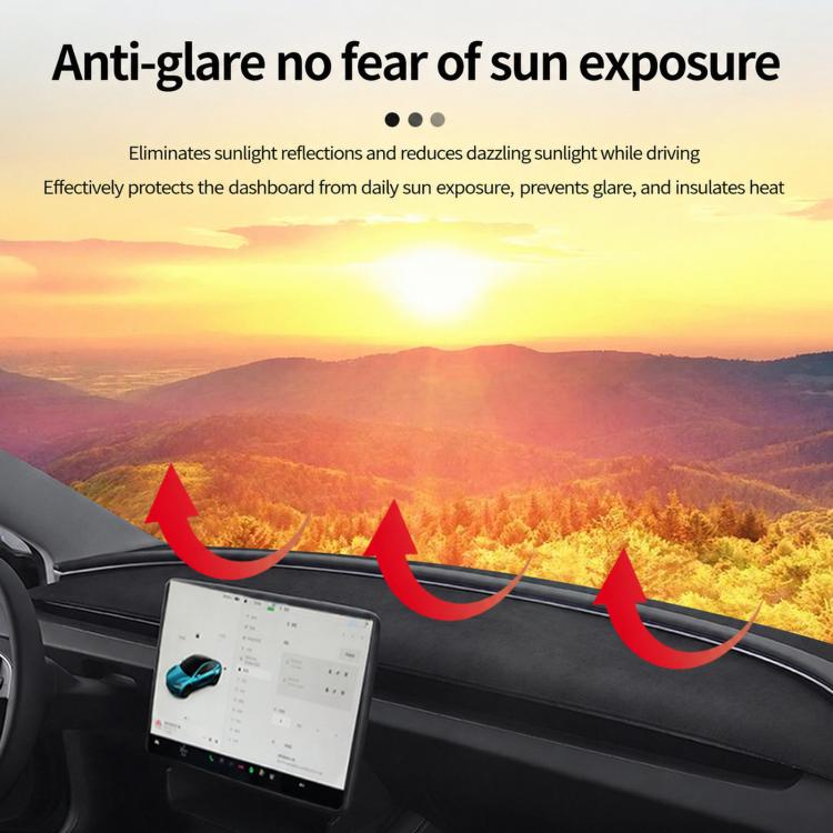 Tappetino parasole cruscotto in pelle scamosciata per Tesla Model