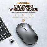 Dual Mode Wireless Bluetooth Mouse Type-C Rechargeable Slim Silent Mouse with 3D Alloy Scroll Wheel 3 Adjustable DPI 800/1200/1600