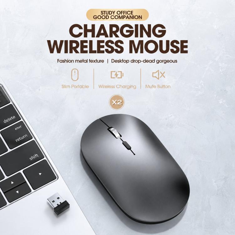 Dual Mode Wireless Bluetooth Mouse Type-C Rechargeable Slim Silent Mouse with 3D Alloy Scroll Wheel 3 Adjustable DPI 800/1200/1600