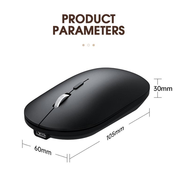 Dual Mode Wireless Bluetooth Mouse Type-C Rechargeable Slim Silent Mouse with 3D Alloy Scroll Wheel 3 Adjustable DPI 800/1200/1600