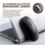 Dual Mode Wireless Bluetooth Mouse Type-C Rechargeable Slim Silent Mouse with 3D Alloy Scroll Wheel 3 Adjustable DPI 800/1200/1600