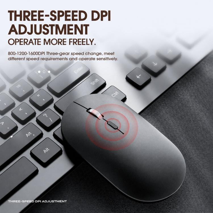 Dual Mode Wireless Bluetooth Mouse Type-C Rechargeable Slim Silent Mouse with 3D Alloy Scroll Wheel 3 Adjustable DPI 800/1200/1600