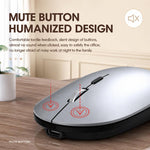 Dual Mode Wireless Bluetooth Mouse Type-C Rechargeable Slim Silent Mouse with 3D Alloy Scroll Wheel 3 Adjustable DPI 800/1200/1600