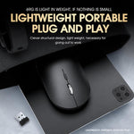 Dual Mode Wireless Bluetooth Mouse Type-C Rechargeable Slim Silent Mouse with 3D Alloy Scroll Wheel 3 Adjustable DPI 800/1200/1600
