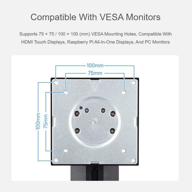 Waveshare 34443 VESA Desktop Monitor Stand For 21.5~ 27inch Monitors With 75 × 75 / 100 × 100 mm VESA Mounting Holes, 21.5~ 27inch