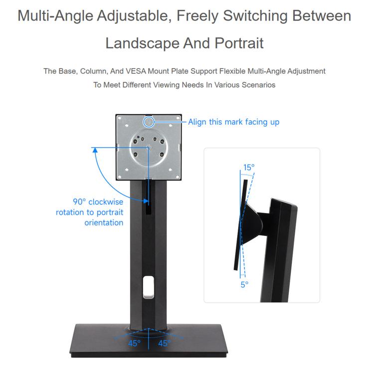 Waveshare 34443 VESA Desktop Monitor Stand For 21.5~ 27inch Monitors With 75 × 75 / 100 × 100 mm VESA Mounting Holes, 21.5~ 27inch