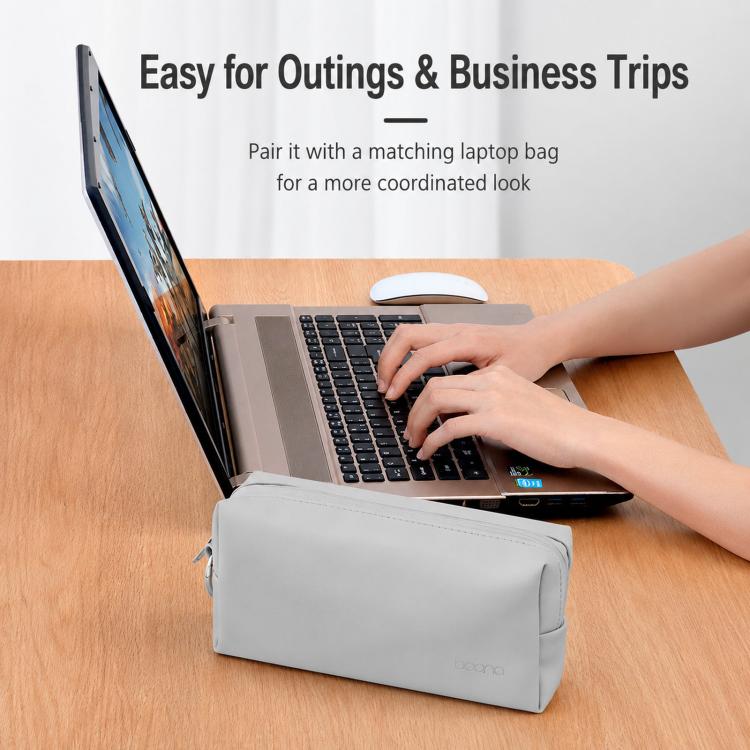 Baona BN-Q003 - Custodia grande in pelle PU per laptop con alimentatore, caricabatterie, mouse e organizer per dispositivi elettronici, ideale per i viaggi.