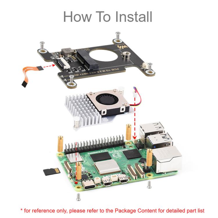 Waveshare 33828 PCIe To M.2 E KEY HAT per Raspberry Pi 5, compatibile con varie schede di rete wireless NGFF, supporta connessioni USB e Bluetooth., 33828