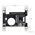 Waveshare 33828 PCIe To M.2 E KEY HAT per Raspberry Pi 5, compatibile con varie schede di rete wireless NGFF, supporta connessioni USB e Bluetooth., 33828