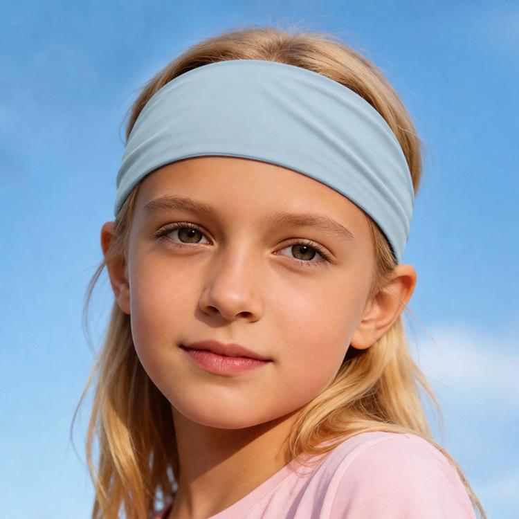 Fascia per capelli per bambini, traspirante e ad asciugatura rapida, in seta di latte, ampia, per sport e corsa.