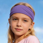 Fascia per capelli per bambini, traspirante e ad asciugatura rapida, in seta di latte, ampia, per sport e corsa.