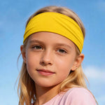 Fascia per capelli per bambini, traspirante e ad asciugatura rapida, in seta di latte, ampia, per sport e corsa.