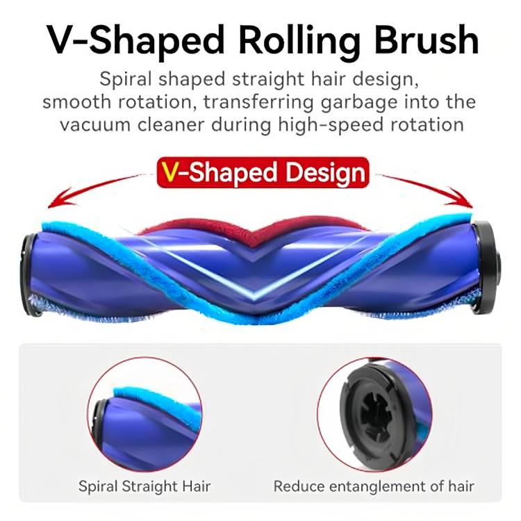 Set di testine di ricambio per la pulizia, composto da spazzola rotante a V anti-groviglio e rullo morbido., For Dyson V15/V11/V10/V8/V7, For Dyson V12 Slim/V10 Slim