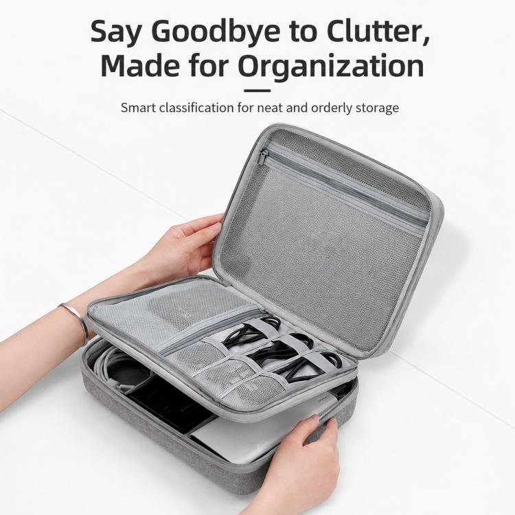 Baona BN-F029 Custodia rigida in EVA per dispositivi elettronici, organizer da viaggio a doppio strato, borsa tecnologica