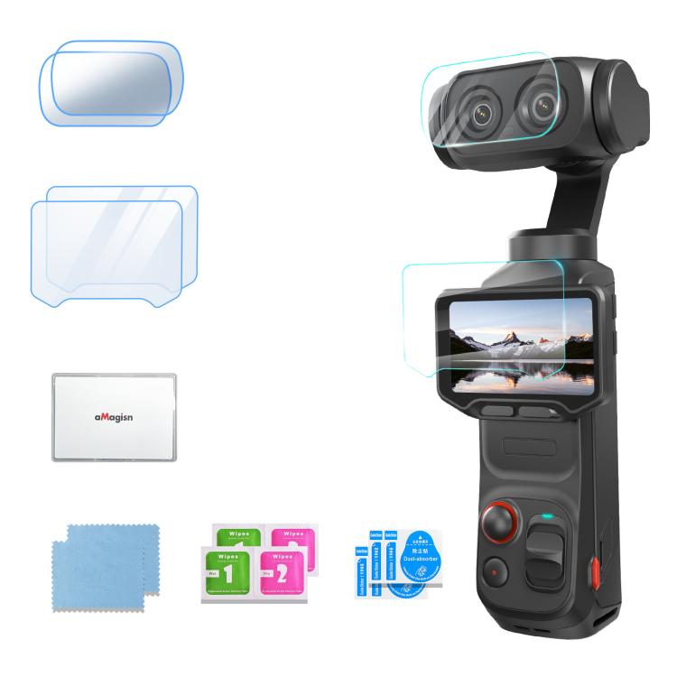 Pellicola protettiva in vetro temperato 9H per Insta360 Luna Ultra aMaginsn, per schermo e obiettivo., 1+1 Pack, 2+2 Pack