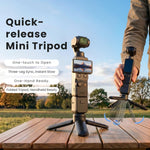 Mini treppiede aMagisn con apertura a un tocco, 2 in 1, tascabile, impugnatura portatile con vite da 1/4 di pollice per la maggior parte delle action camera.