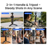 Mini treppiede aMagisn con apertura a un tocco, 2 in 1, tascabile, impugnatura portatile con vite da 1/4 di pollice per la maggior parte delle action camera.