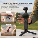 Mini treppiede aMagisn con apertura a un tocco, 2 in 1, tascabile, impugnatura portatile con vite da 1/4 di pollice per la maggior parte delle action camera.