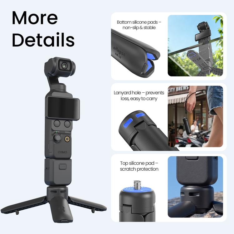 Mini treppiede aMagisn con apertura a un tocco, 2 in 1, tascabile, impugnatura portatile con vite da 1/4 di pollice per la maggior parte delle action camera.