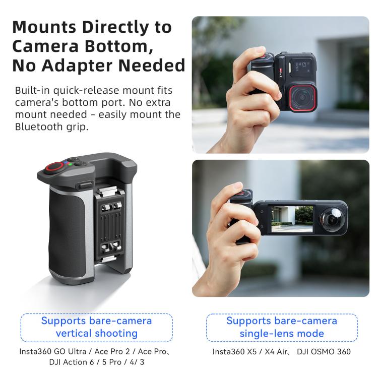 Kit di impugnatura Amazon Bluetooth Explorer, For Insta360 Ace Pro 2 / Ace Pro / X5, For Insta360 GO Ultra