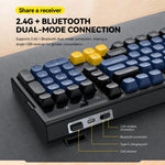 Combo tastiera e mouse wireless ricaricabile T-WOLF TF300, doppia modalità 2.4G/Bluetooth, tastiera compatta a 98 tasti con retroilluminazione a colori misti.