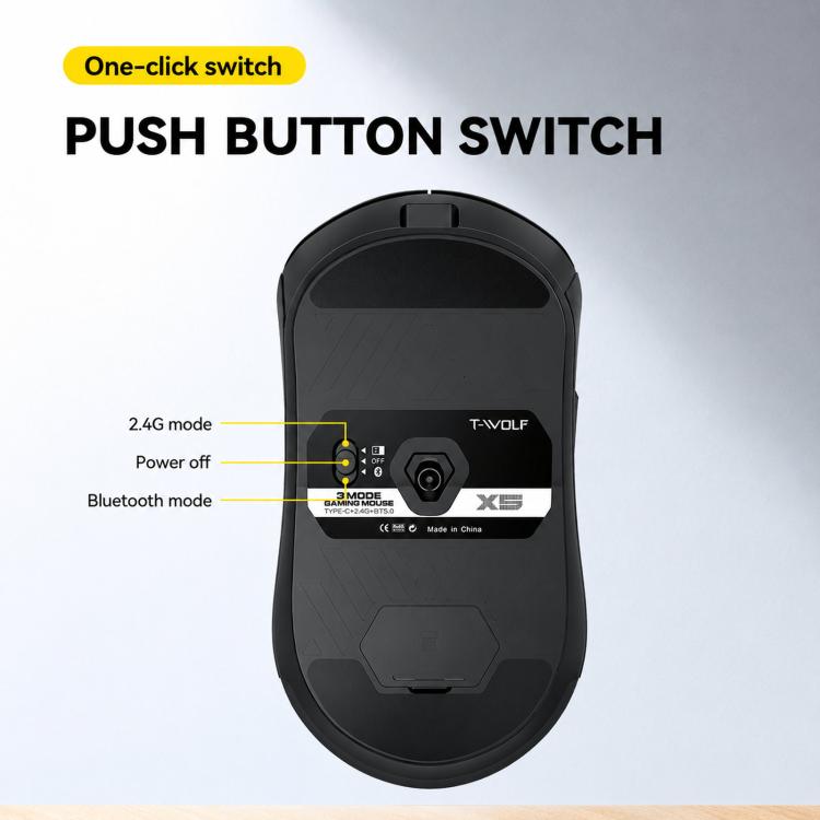 Combo tastiera e mouse wireless ricaricabile T-WOLF TF300, doppia modalità 2.4G/Bluetooth, tastiera compatta a 98 tasti con retroilluminazione a colori misti.