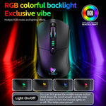 Mouse da gioco wireless T-WOLF X5 Tri-Mode con DPI regolabile a 12800, ricaricabile e retroilluminazione RGB.