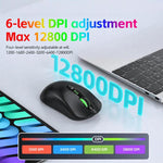 Mouse da gioco wireless T-WOLF X5 Tri-Mode con DPI regolabile a 12800, ricaricabile e retroilluminazione RGB.