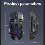 Mouse da gioco wireless T-WOLF X3 Tri-Mode, ultraleggero, con scocca a nido d'ape cava, 8000 DPI