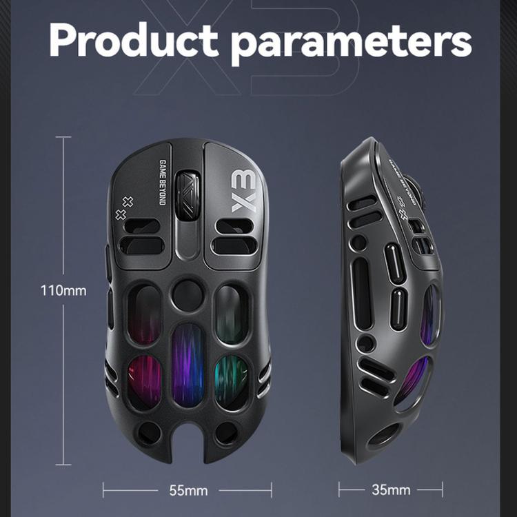 Mouse da gioco wireless T-WOLF X3 Tri-Mode, ultraleggero, con scocca a nido d'ape cava, 8000 DPI