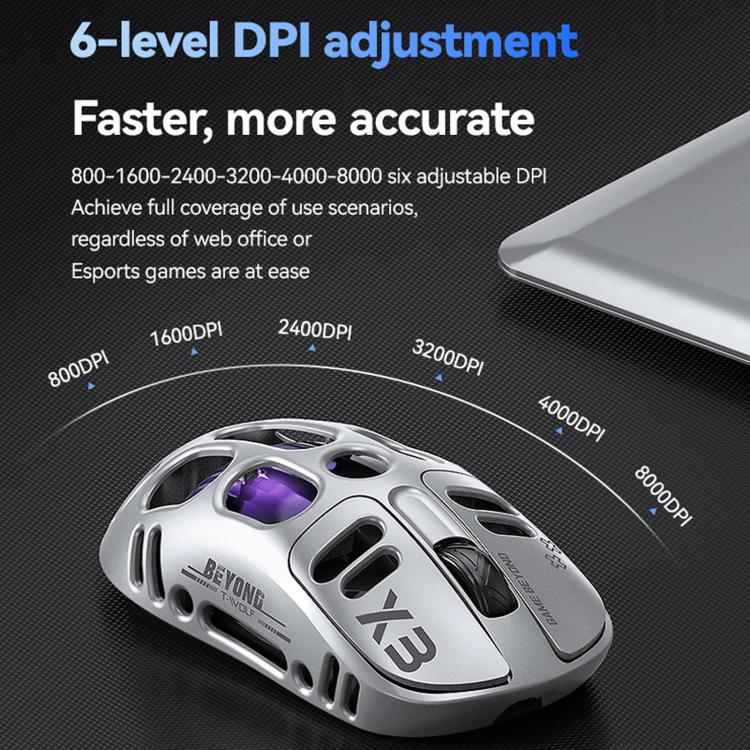 Mouse da gioco wireless T-WOLF X3 Tri-Mode, ultraleggero, con scocca a nido d'ape cava, 8000 DPI