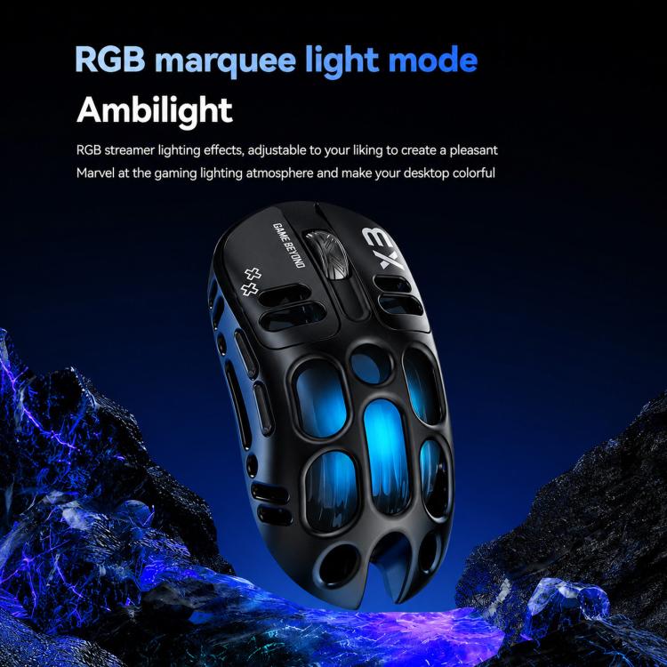 Mouse da gioco wireless T-WOLF X3 Tri-Mode, ultraleggero, con scocca a nido d'ape cava, 8000 DPI