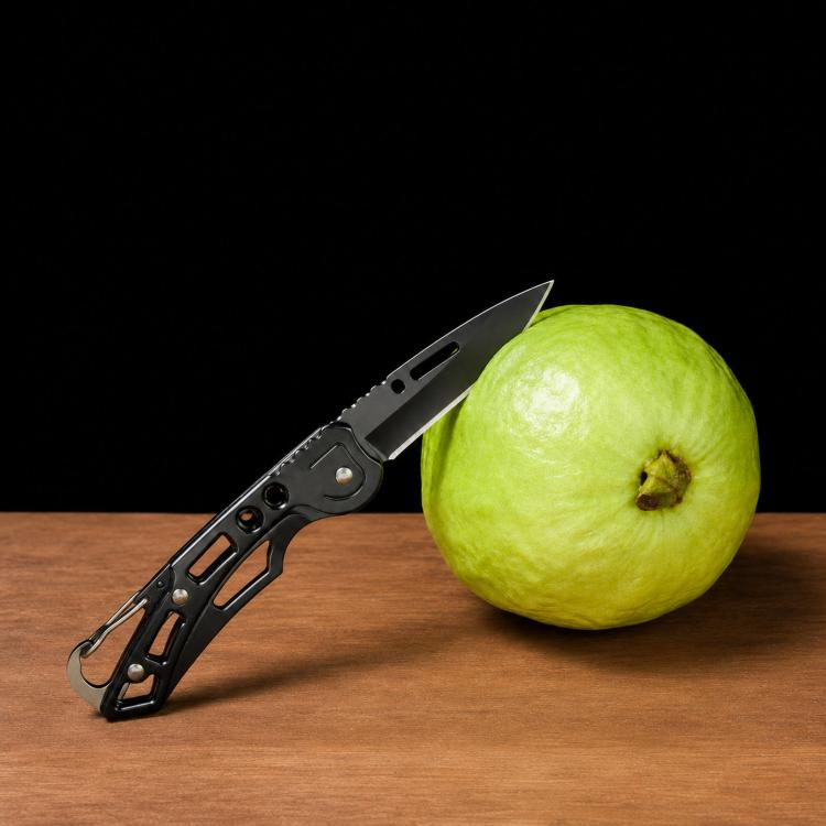 Mini coltello tascabile pieghevole con moschettone portachiavi in acciaio inossidabile 40Cr13, strumento multiuso per tagliare frutta, ideale per l'uso quotidiano., Large 15cm
