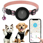 Collare di localizzazione per gatti compatibile con Apple Trova il Mio, localizzatore GPS riflettente per animali domestici con fibbia di sicurezza a sgancio rapido e campanellino.