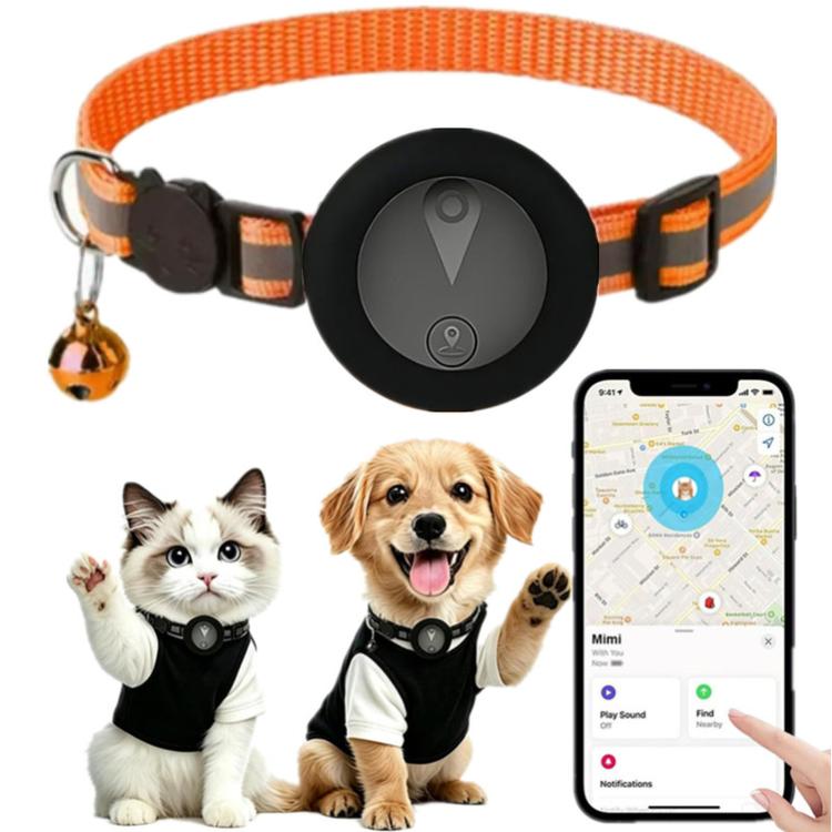 Collare di localizzazione per gatti compatibile con Apple Trova il Mio, localizzatore GPS riflettente per animali domestici con fibbia di sicurezza a sgancio rapido e campanellino.