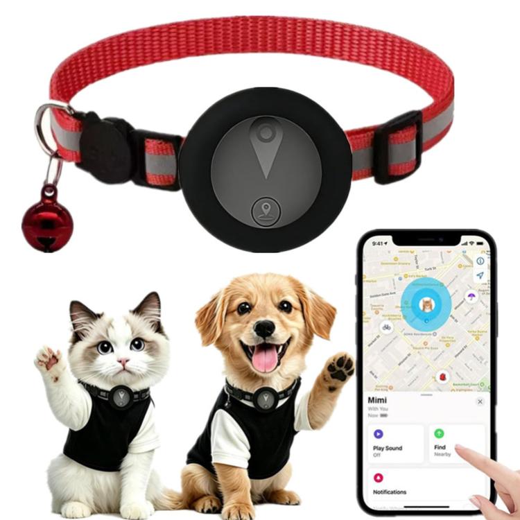 Collare di localizzazione per gatti compatibile con Apple Trova il Mio, localizzatore GPS riflettente per animali domestici con fibbia di sicurezza a sgancio rapido e campanellino.