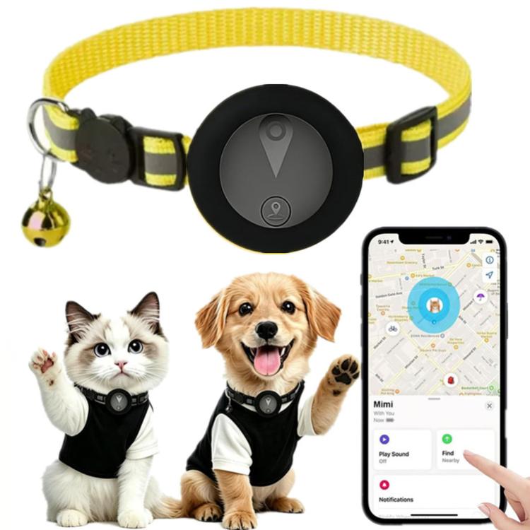 Collare di localizzazione per gatti compatibile con Apple Trova il Mio, localizzatore GPS riflettente per animali domestici con fibbia di sicurezza a sgancio rapido e campanellino.