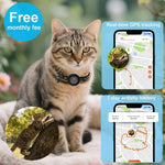 Collare di localizzazione per gatti compatibile con Apple Trova il Mio, localizzatore GPS riflettente per animali domestici con fibbia di sicurezza a sgancio rapido e campanellino.