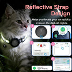 Collare di localizzazione per gatti compatibile con Apple Trova il Mio, localizzatore GPS riflettente per animali domestici con fibbia di sicurezza a sgancio rapido e campanellino.