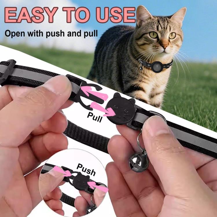 Collare di localizzazione per gatti compatibile con Apple Trova il Mio, localizzatore GPS riflettente per animali domestici con fibbia di sicurezza a sgancio rapido e campanellino.