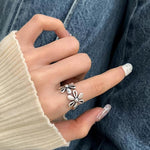 Anelli aperti regolabili in argento sterling 925 con fiore di margherita vintage, gioielli retrò da dito, J2482