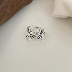Anelli aperti regolabili in argento sterling 925 con fiore di margherita vintage, gioielli retrò da dito, J2482