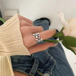 Anelli aperti regolabili in argento sterling 925 con fiore di margherita vintage, gioielli retrò da dito, J2482