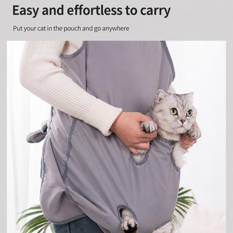 Grembiule estivo per la toelettatura dei gatti, ideale per tagliare le unghie, con design anti-pelo e apertura per i piedi.