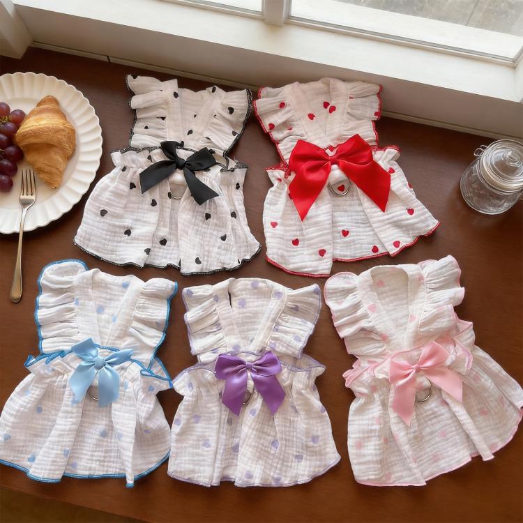 Vestito estivo per gatti, leggero e anti-perdita di pelo, con pettorina indossabile per animali domestici., XS, S, M, L