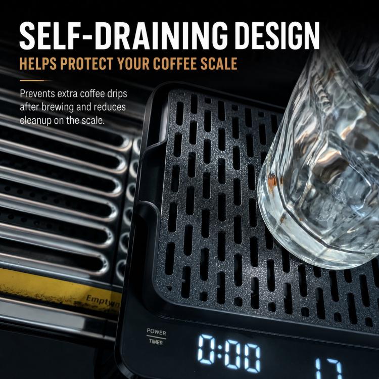 Vassoio raccogligocce autodrenante per bilancia da caffè espresso, stampato in 3D in PLA, protezione inclinata per bilancia da caffè