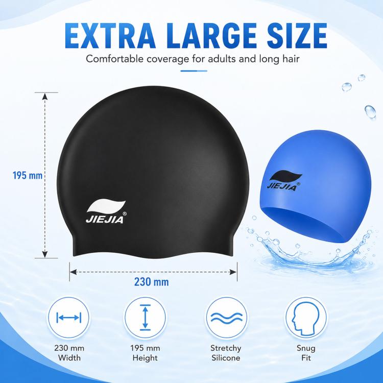 Cuffia da nuoto JIEJIA extra large in silicone elastico e impermeabile