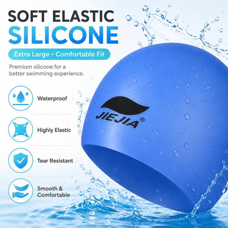 Cuffia da nuoto JIEJIA extra large in silicone elastico e impermeabile