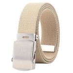 Cintura da uomo in tela, larghezza 32 mm, stretta, casual, con fibbia automatica scorrevole., 115cm, 125cm