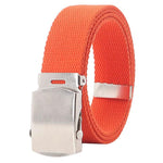 Cintura da uomo in tela, larghezza 32 mm, stretta, casual, con fibbia automatica scorrevole., 115cm, 125cm